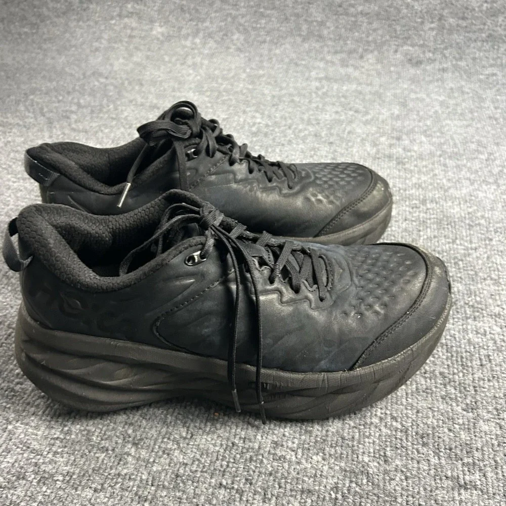 Hoka One One Bondi SR Shoes Mens Size 10.5 Black Leather Slip Resistant Work